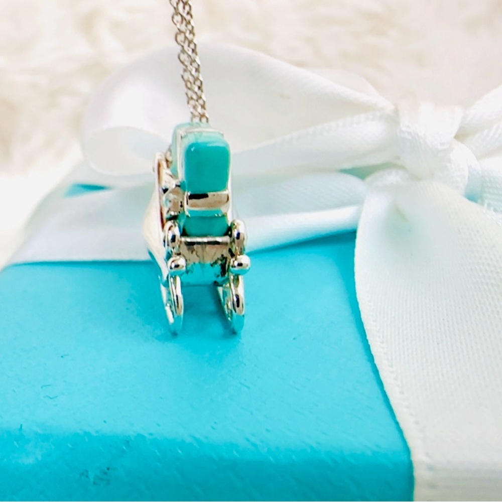 Tiffany & co blue enamel silver sled charm necklace - Picture 9 of 13